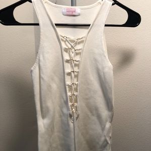 Cream tie up bodysuit